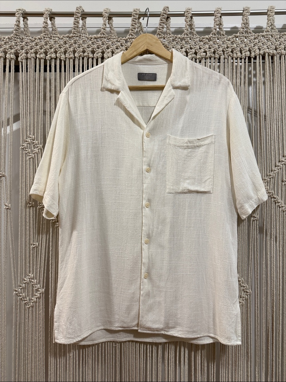 Padini Relaxed Fit Cream Short-Sleeve Button-Down Shirt